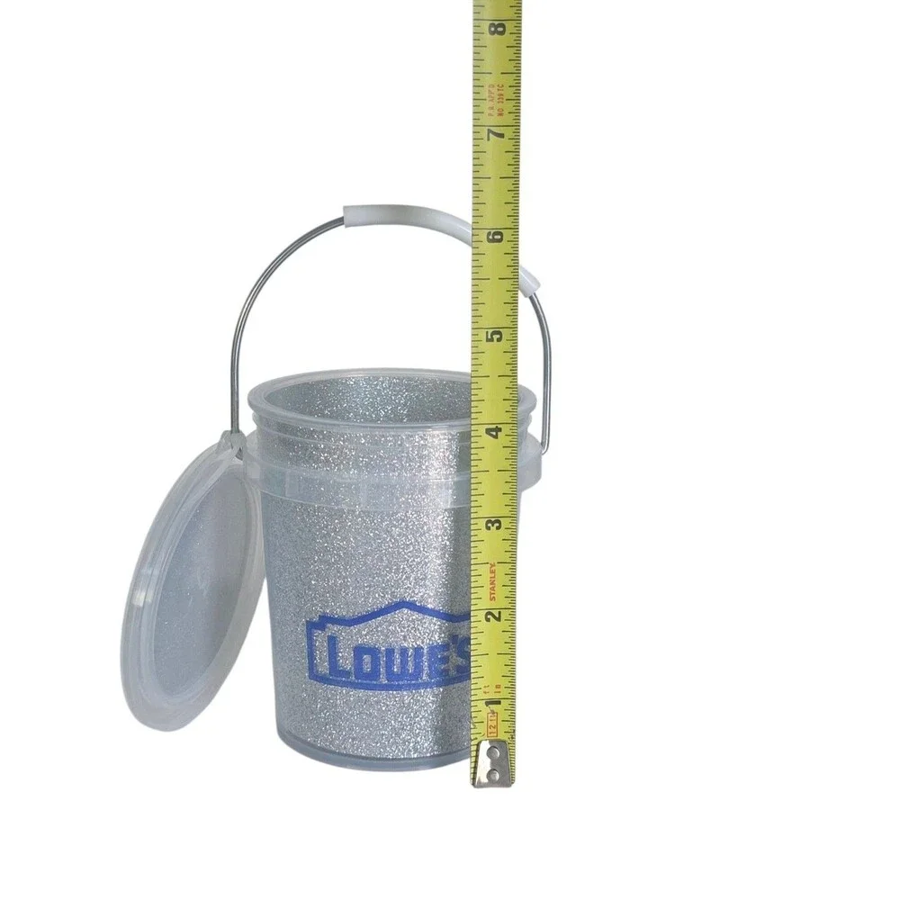 Lowes Silver Glitter Mini Bucket & Lid 0.4-quart